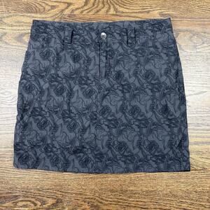 Eddie Bauer Skirt Womens 6 Black Gray Abstract Topographic Print Outdoor Pockets